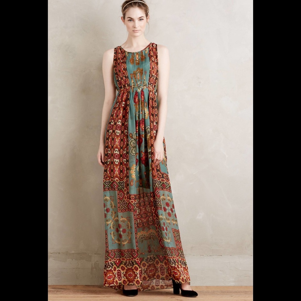 Anthropologie Hemant and Nandita Silk Maxi Dress